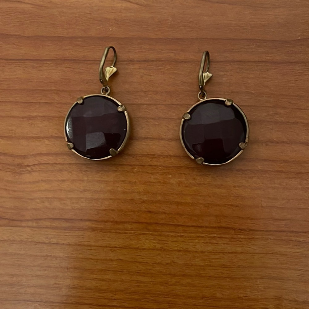 Vintage style earrings with garnet color stone